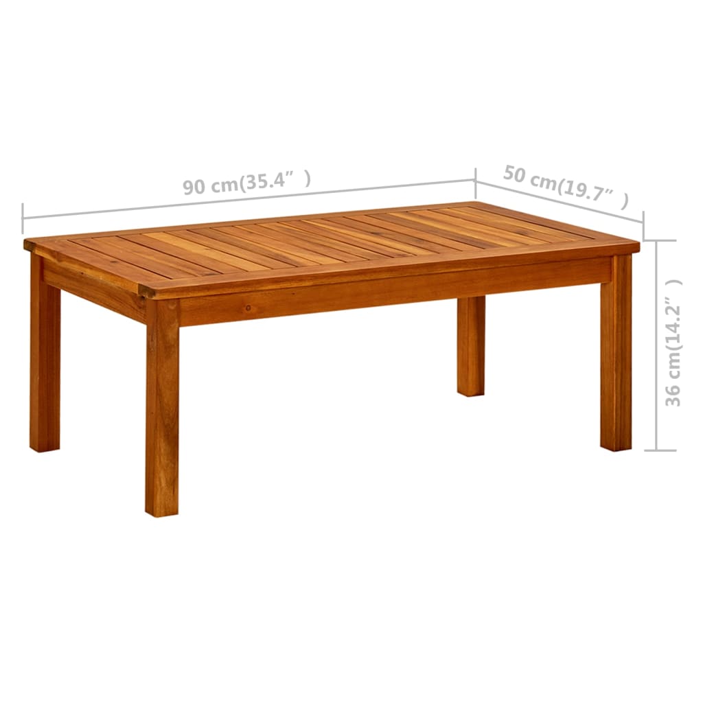 Vrtni stolić za kavu 90 x 50 x 36 cm masivno bagremovo drvo