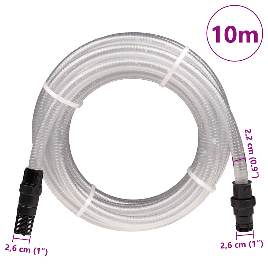Usisno crijevo s PVC priključcima prozirno 1" 10 m PVC