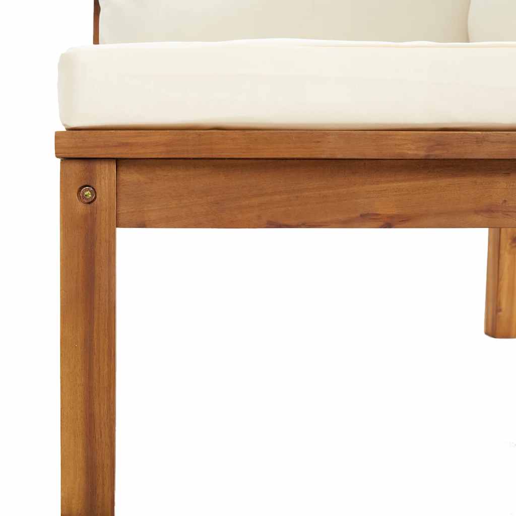 Modularna kutna sofa s krem bijelim jastucima bagremovo drvo