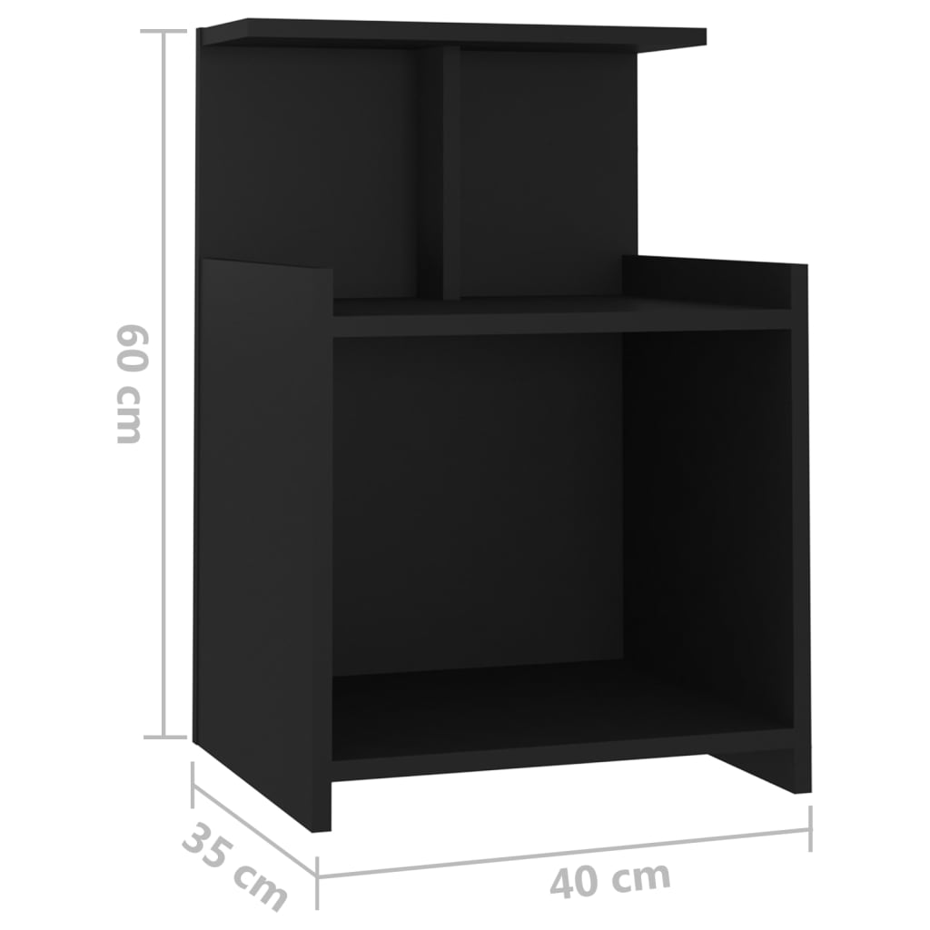 Noćni ormarići 2 kom crni 40 x 35 x 60 cm konstruirano drvo