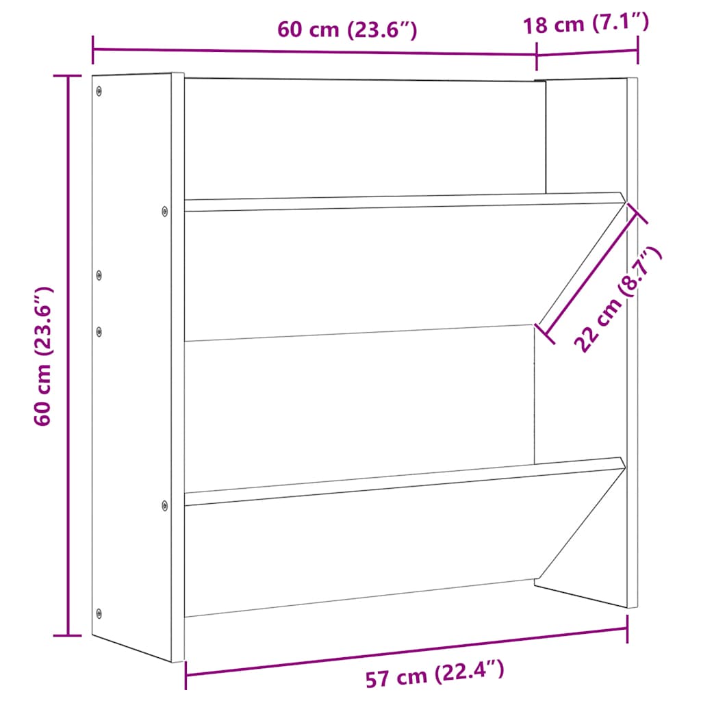 Zidni ormarići za cipele 4 kom bijeli 60 x 18 x 60 cm drveni