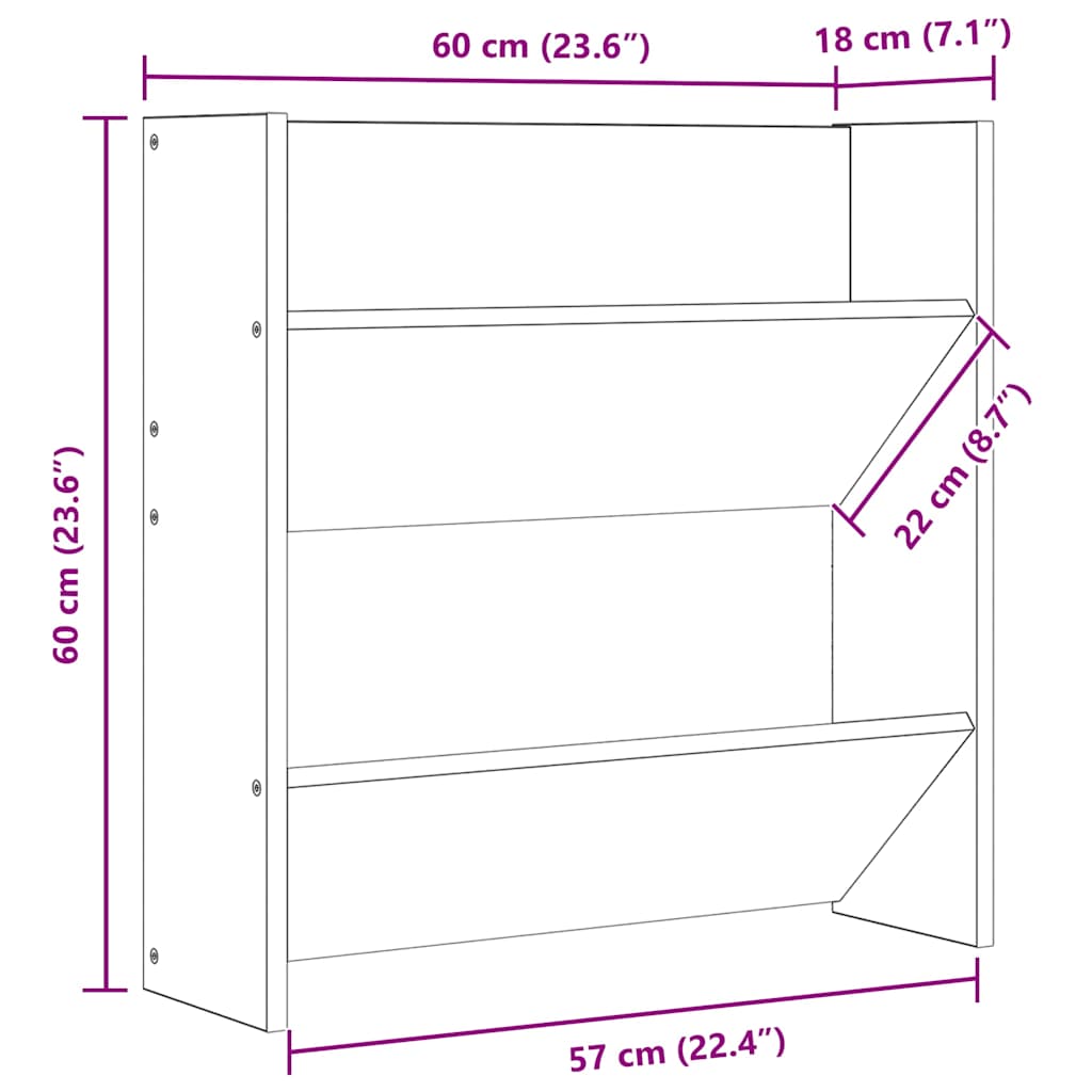 Zidni ormarići za cipele 4 kom crni 60 x 18 x 60 cm drveni