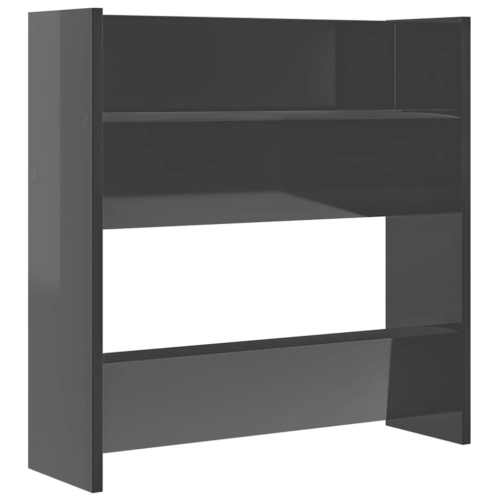 Zidni ormarići za cipele 2 kom sjajni sivi 60x18x60 cm drveni