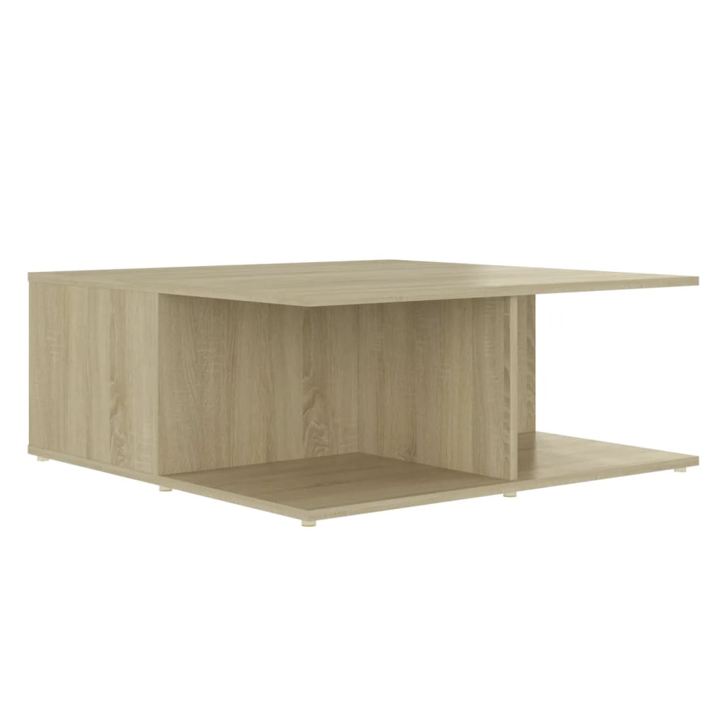 Stolić za kavu bijeli i hrast 80 x 80 x 31 cm konstruirano drvo