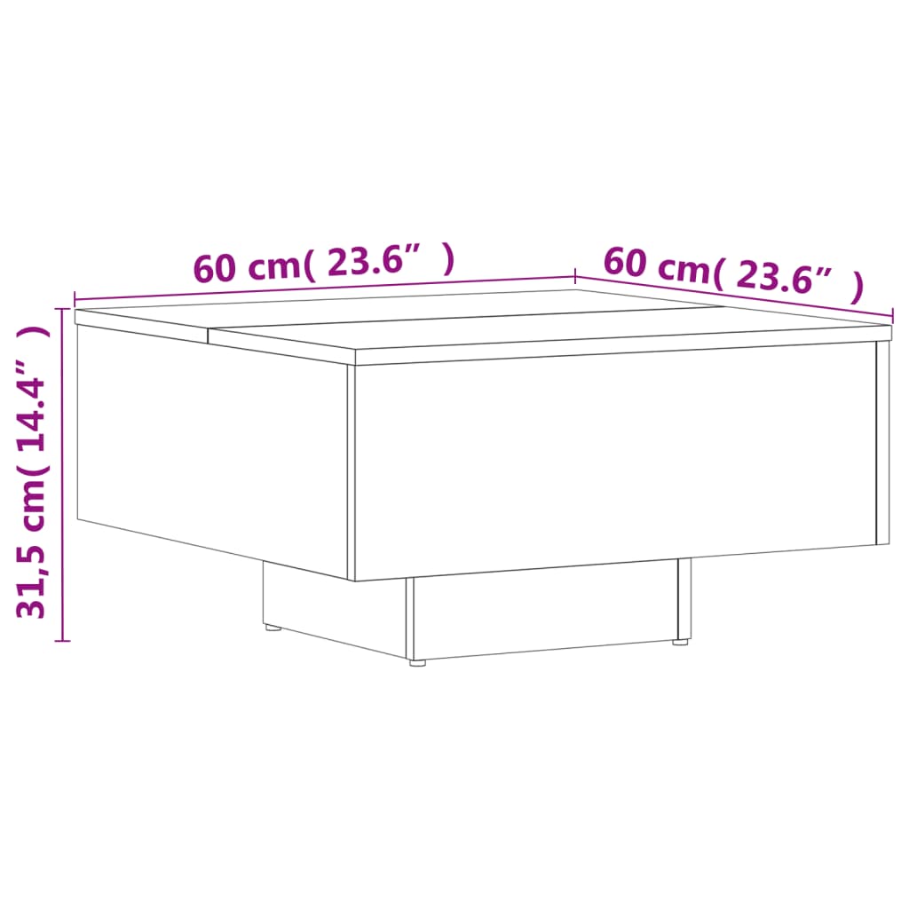 Stolić za kavu boja betona 60 x 60 x 31,5 cm konstruirano drvo