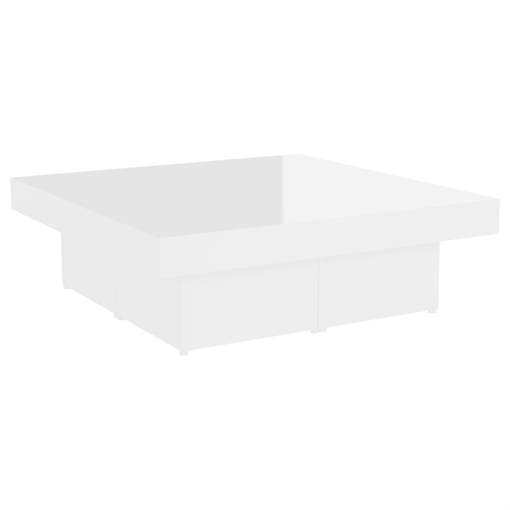 Stolić za kavu visoki sjaj bijeli 90x90x28 cm konstruirano drvo