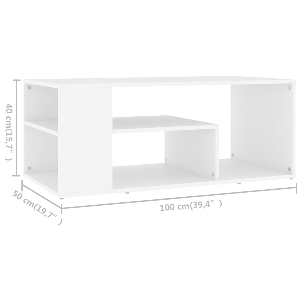 Stolić za kavu bijeli 100 x 50 x 40 cm od konstruiranog drva