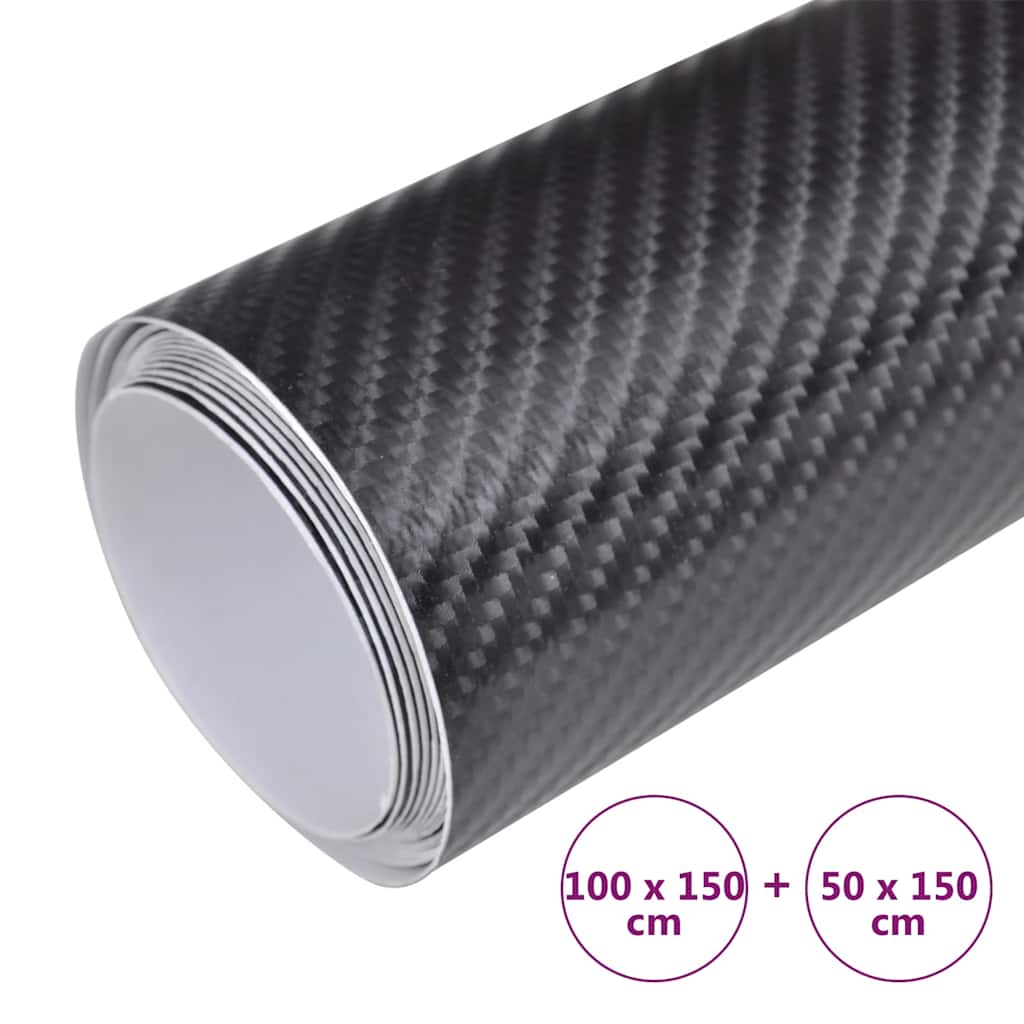 Folije za automobil 2 kom 4D crne 100 x 150 cm + 50 x 150 cm