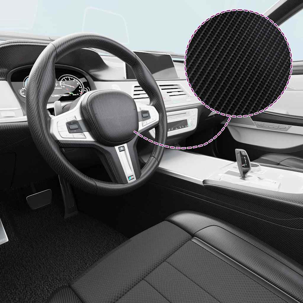 Folije za automobil 2 kom 4D crne 100 x 150 cm + 50 x 150 cm