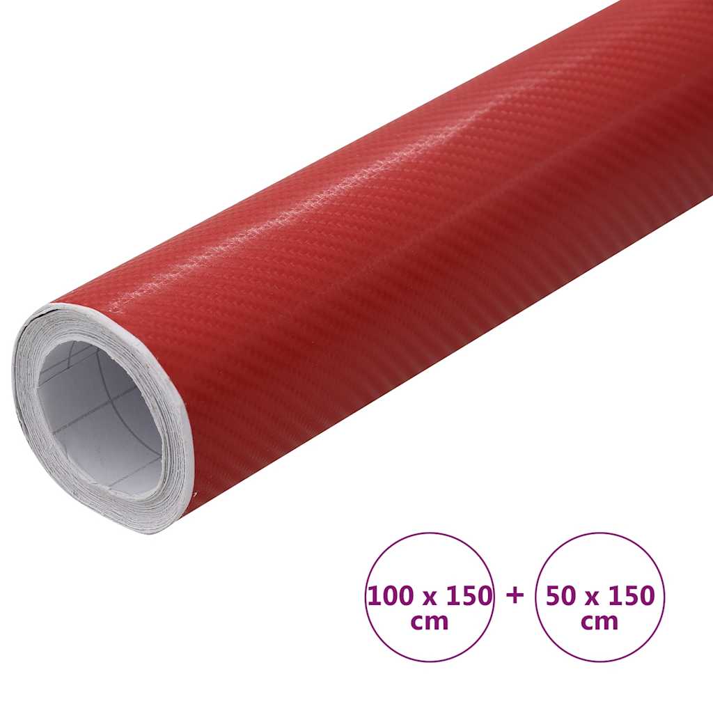 Folije za automobil 2 kom 4D crvene 100 x 150 cm + 50 x 150 cm
