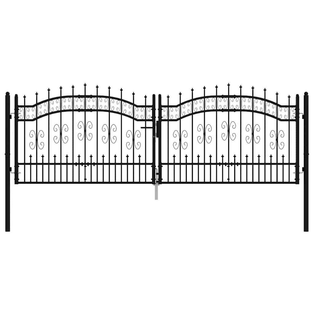 Vrata za ogradu KAMPEN s kopljem na vrhu crna 302 x 100 cm čelična