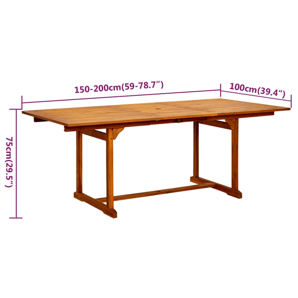 5-dijelni vrtni blagovaonski set od masivnog bagremovog drva 150-200 cm