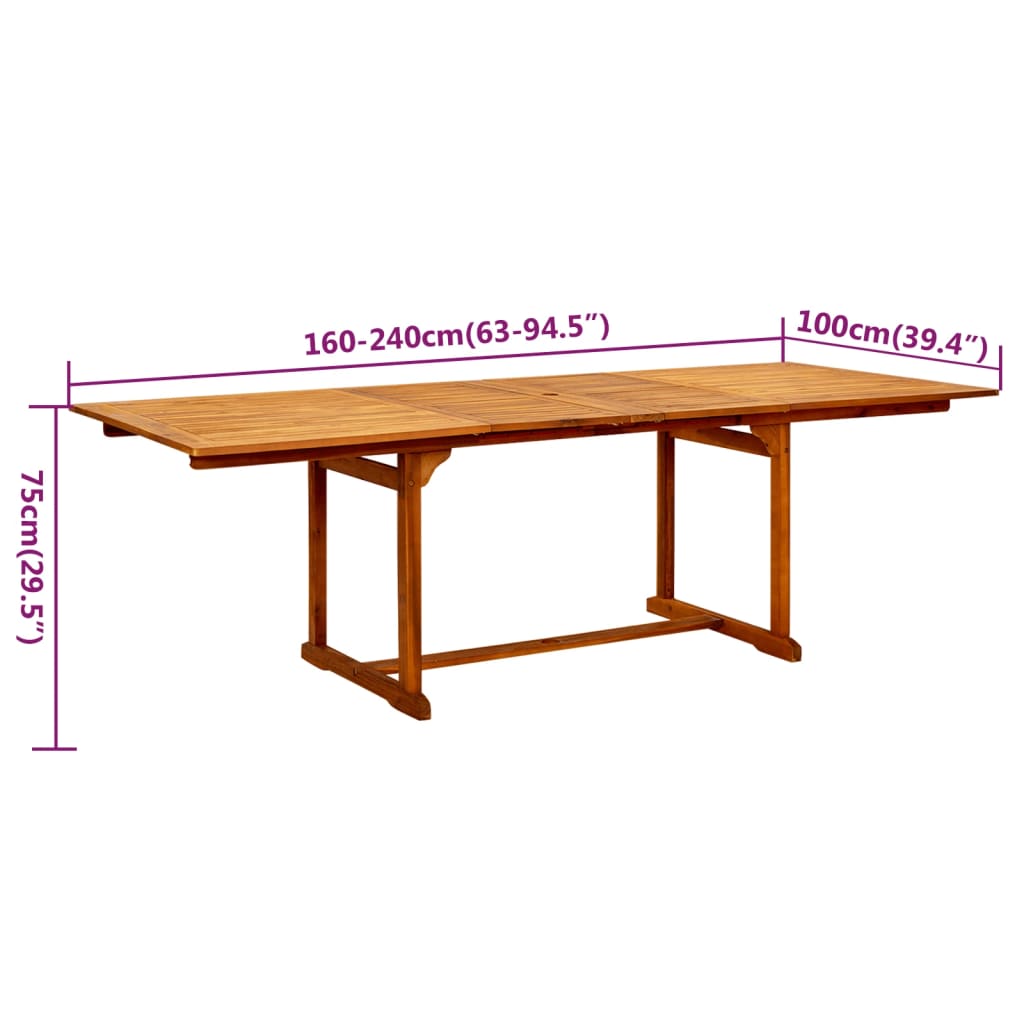 7-dijelni vrtni blagovaonski set od masivnog bagremovog drva 160-240 cm