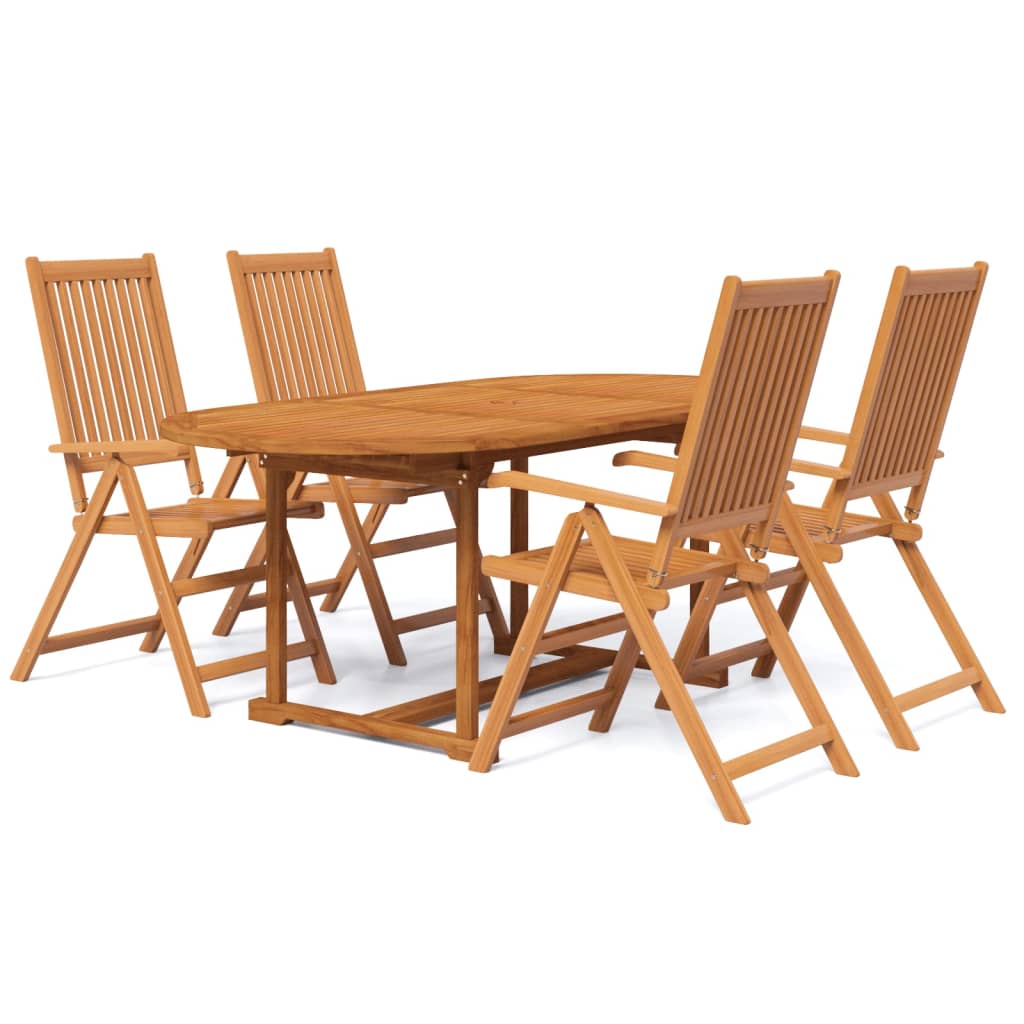 5-dijelni vrtni blagovaonski set od masivnog bagremovog drva 120-170 cm