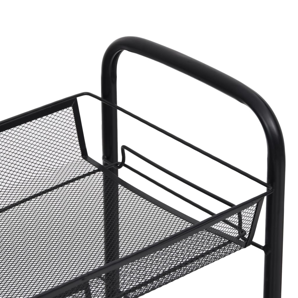 Kuhinjska kolica s 3 razine crna 46 x 26 x 64 cm željezna