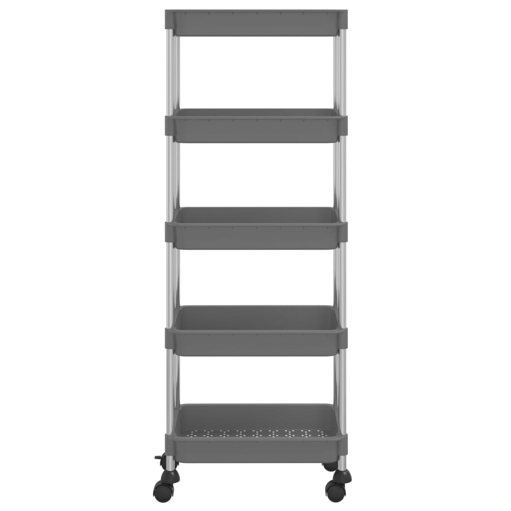 Kuhinjska kolica s 5 razine crna 42x29x128 cm željezo i ABS
