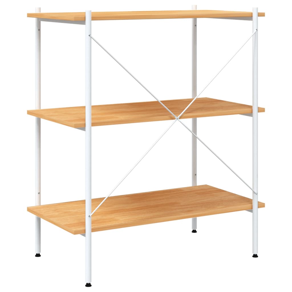 Police s 3 razine bijele i boja hrasta 80 x 40 x 92 cm