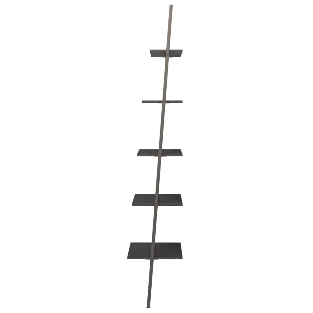 Naslanjajuće police s 5 razina crne 64 x 34 x 185,5 cm