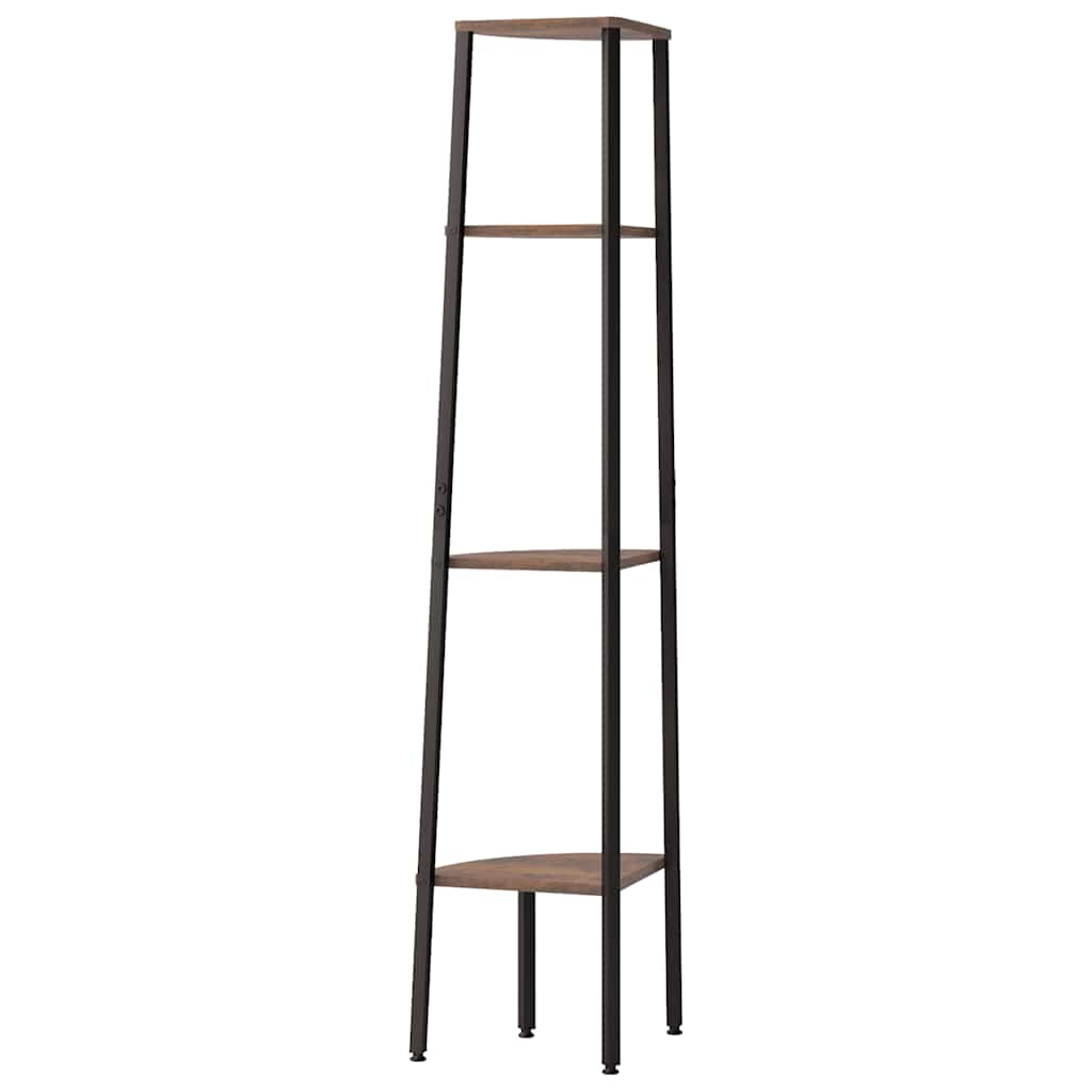 Kutna polica s 4 razine tamnosmeđa i crna 45,5x31,5x150 cm