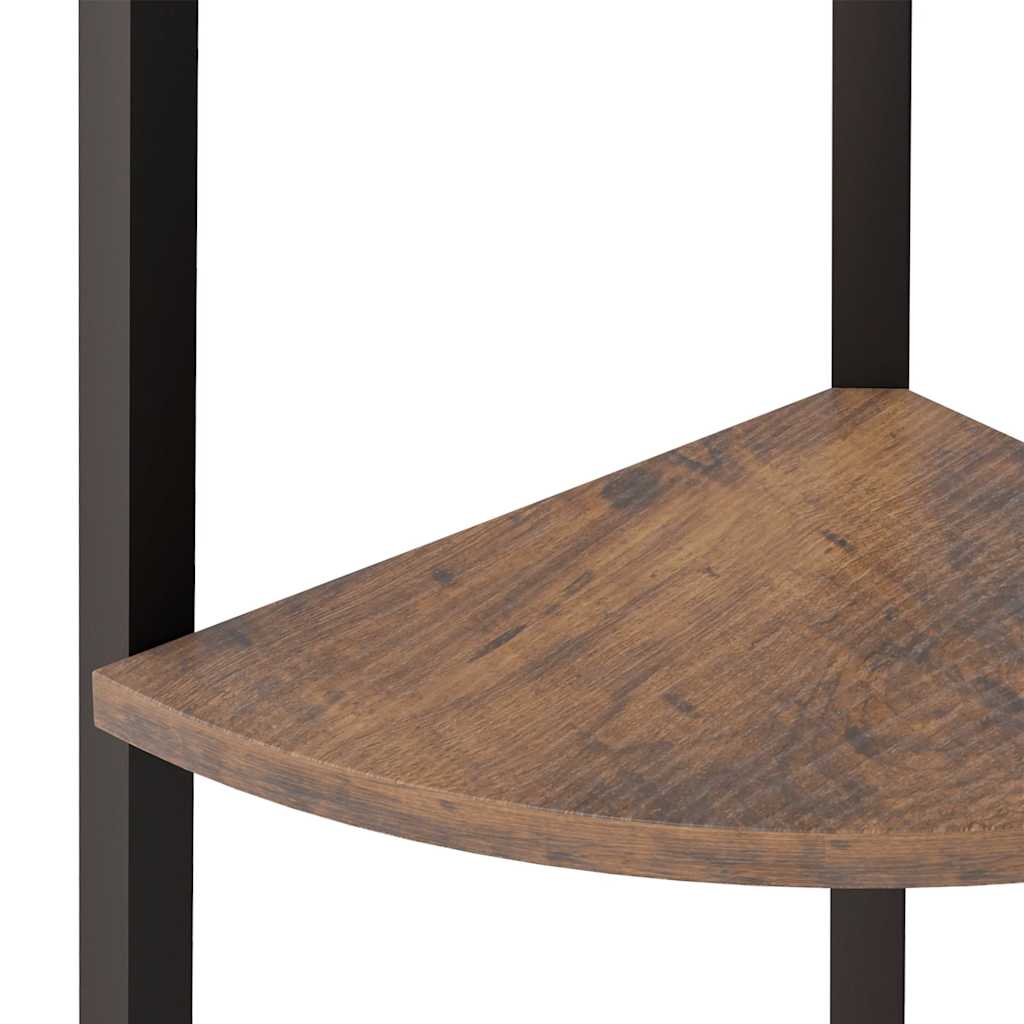 Kutna polica s 4 razine tamnosmeđa i crna 45,5x31,5x150 cm
