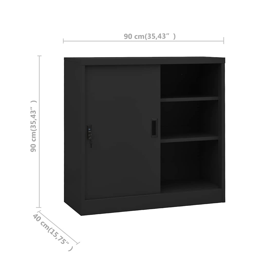 Uredski ormarić s kliznim vratima antracit 90x40x90 cm čelični