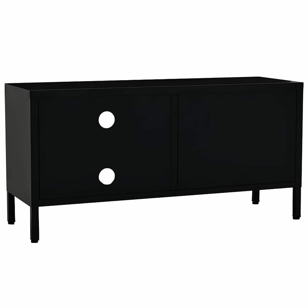 TV ormarić crni 90 x 30 x 44 cm od čelika i stakla