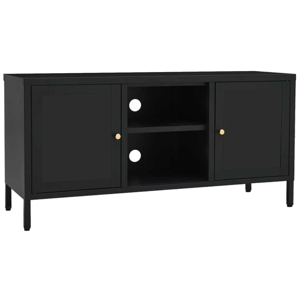 TV ormarić crni 105 x 35 x 52 cm od čelika i stakla
