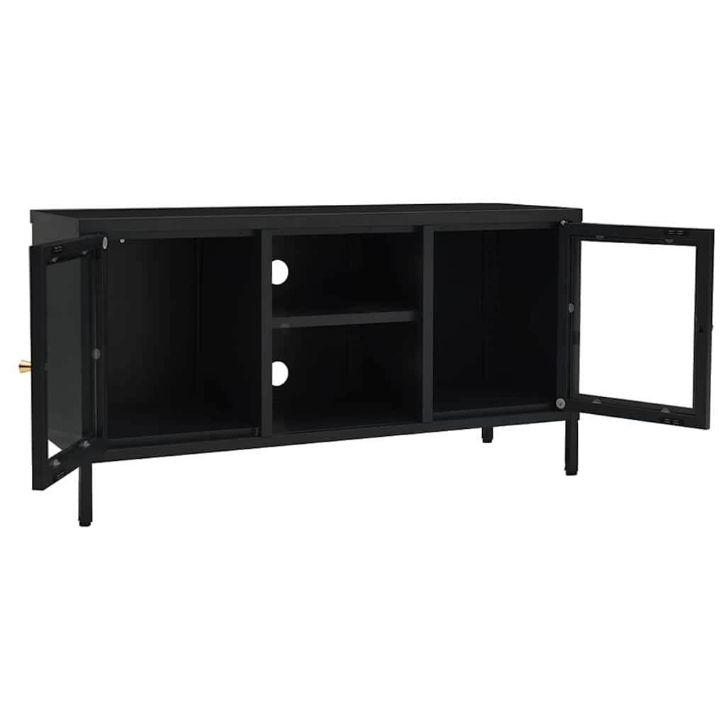 TV ormarić crni 105 x 35 x 52 cm od čelika i stakla