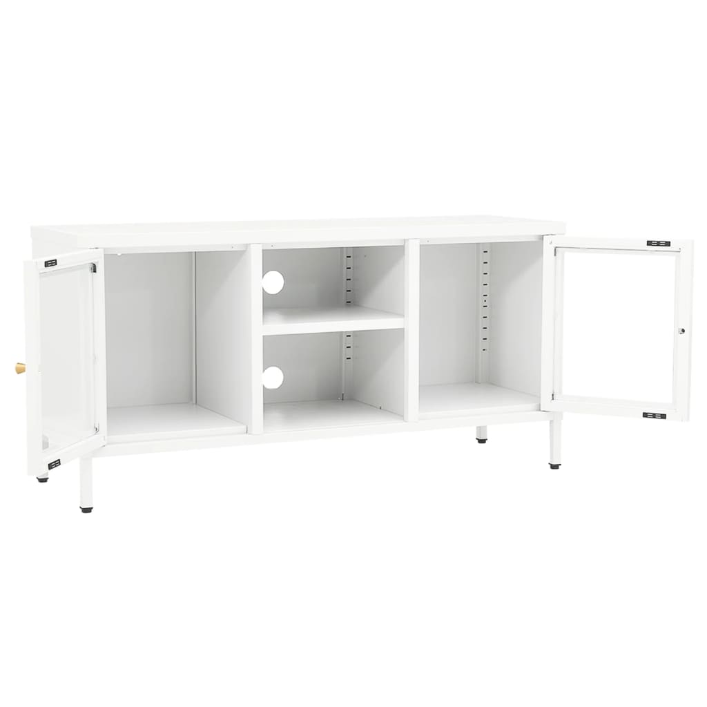 TV ormarić bijeli 105 x 35 x 52 cm od čelika i stakla