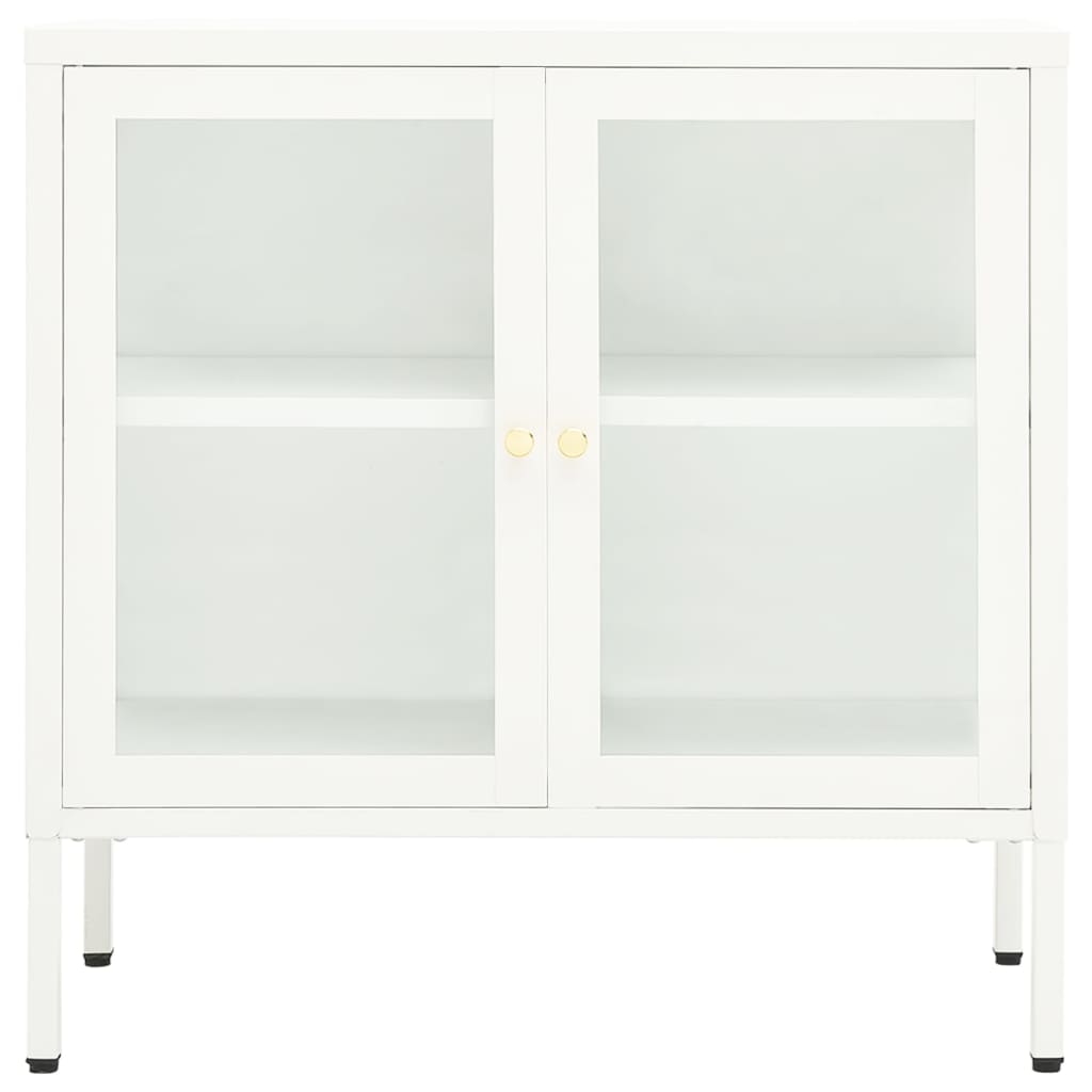 Komoda bijela 70 x 35 x 70 cm od čelika i stakla
