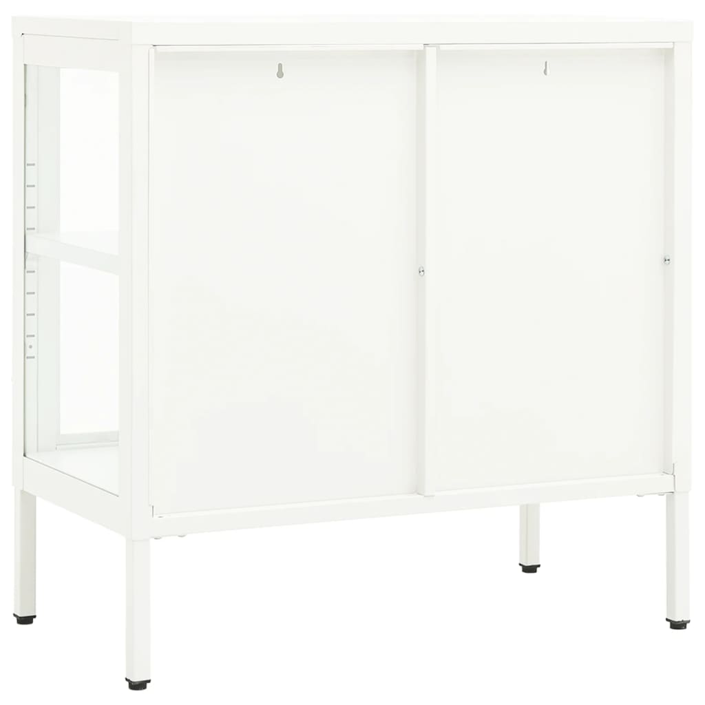 Komoda bijela 70 x 35 x 70 cm od čelika i stakla