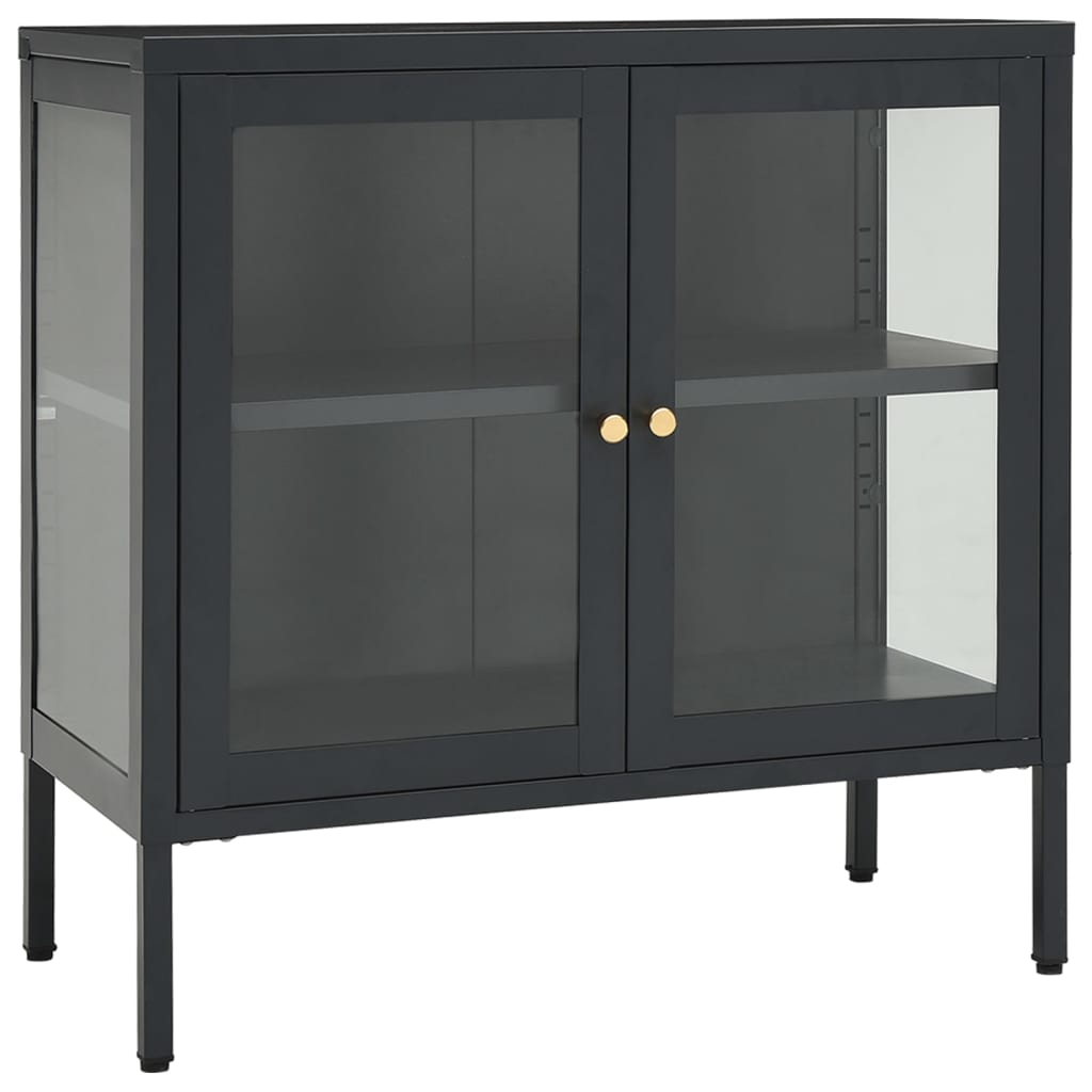 Komoda antracit 70 x 35 x 70 cm od čelika i stakla