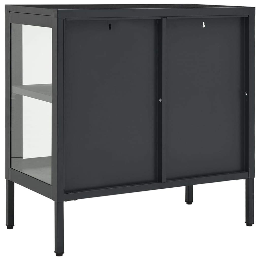 Komoda antracit 70 x 35 x 70 cm od čelika i stakla