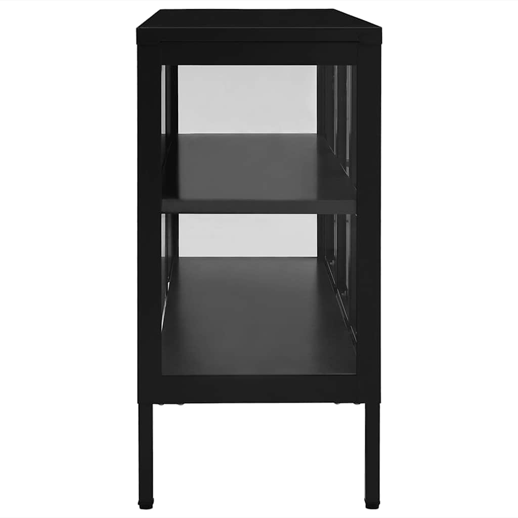 Komoda crna 105 x 35 x 70 cm od čelika i stakla