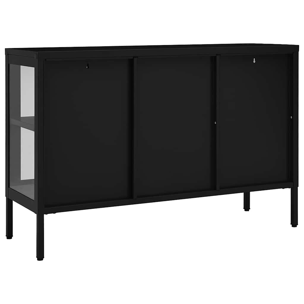 Komoda crna 105 x 35 x 70 cm od čelika i stakla