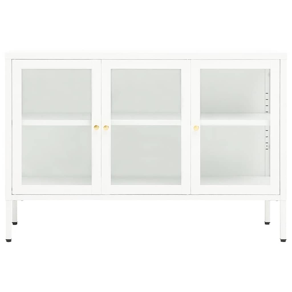 Komoda bijela 105 x 35 x 70 cm od čelika i stakla