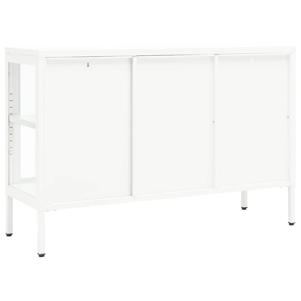 Komoda bijela 105 x 35 x 70 cm od čelika i stakla