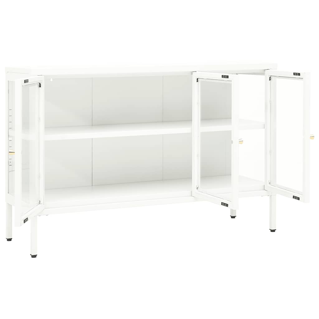 Komoda bijela 105 x 35 x 70 cm od čelika i stakla