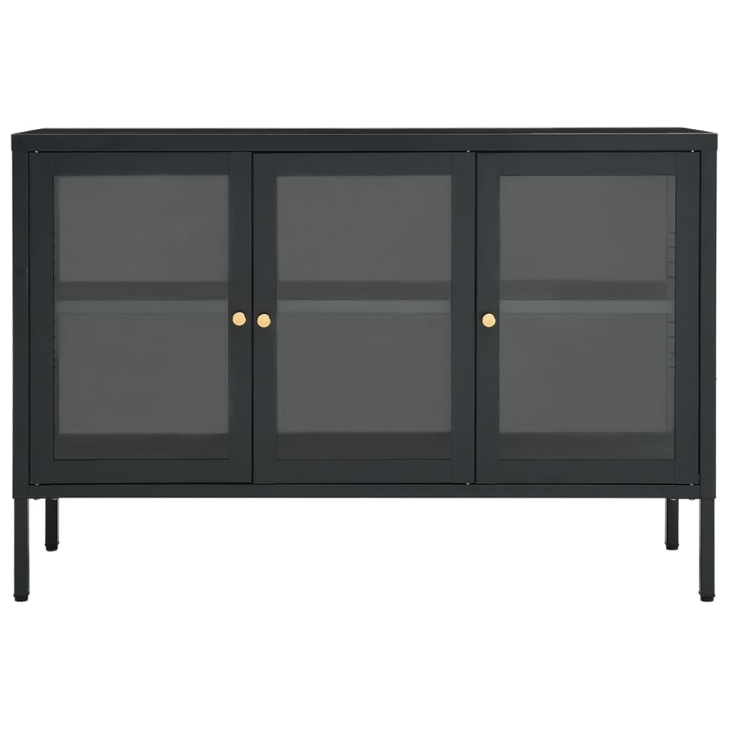 Komoda antracit 105 x 35 x 70 cm od čelika i stakla