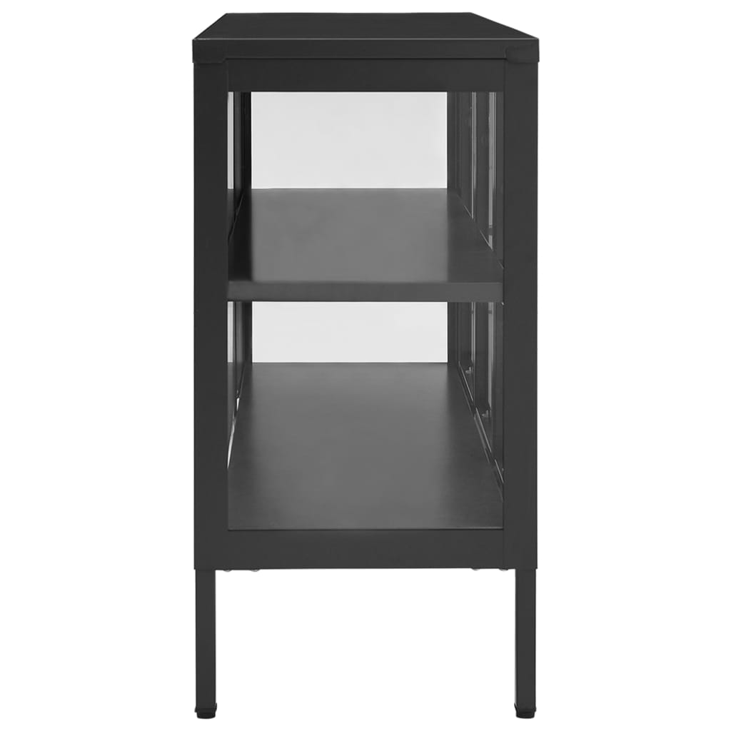 Komoda antracit 105 x 35 x 70 cm od čelika i stakla