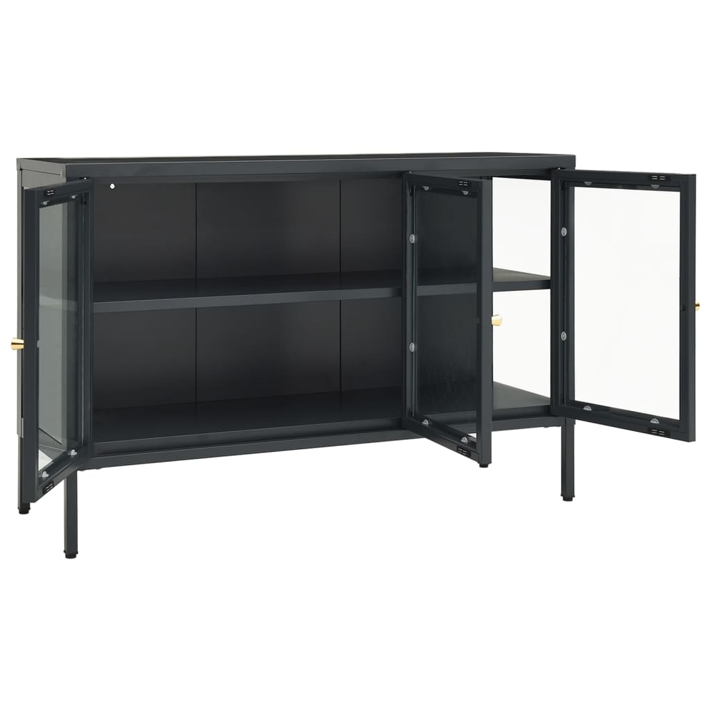 Komoda antracit 105 x 35 x 70 cm od čelika i stakla