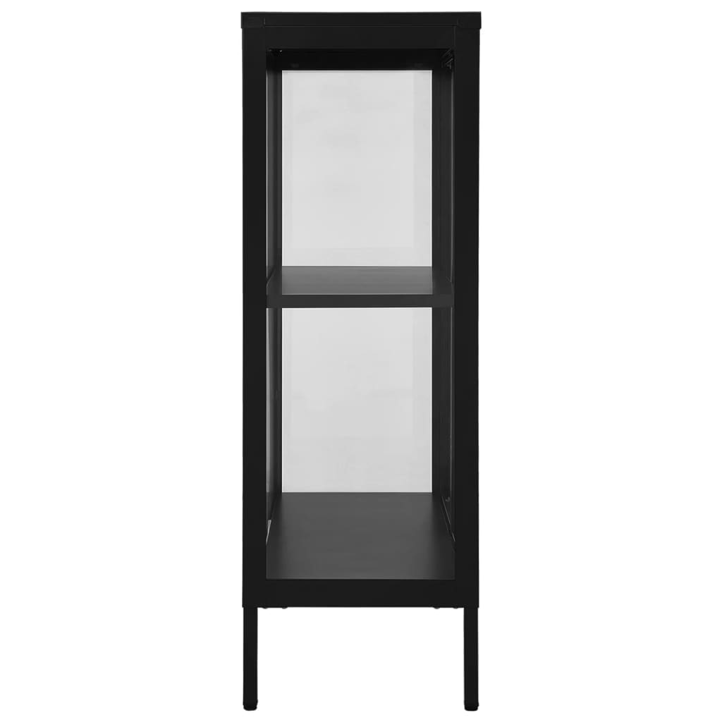 Komoda crna 75 x 35 x 105 cm od čelika i stakla