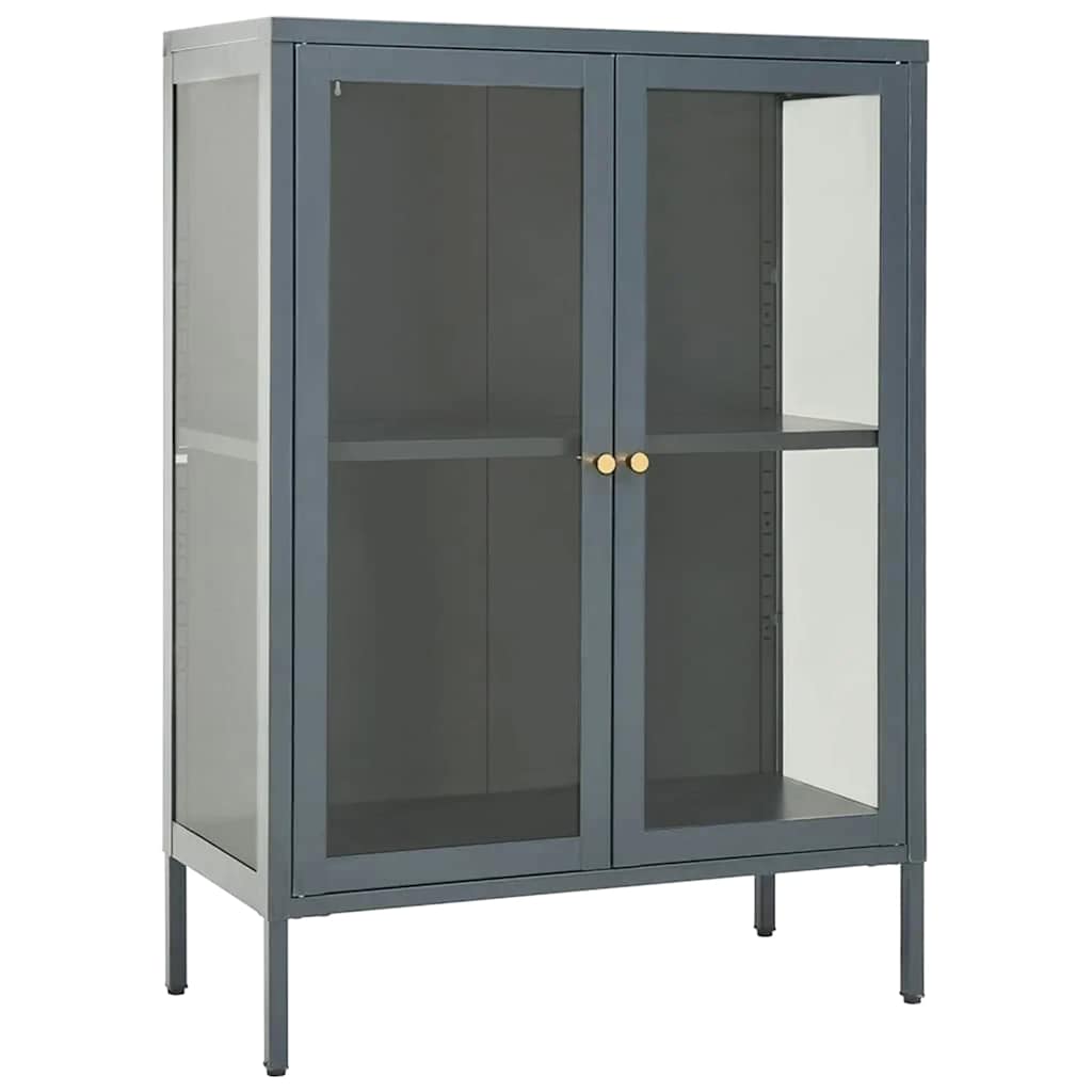 Komoda antracit 75 x 35 x 105 cm od čelika i stakla