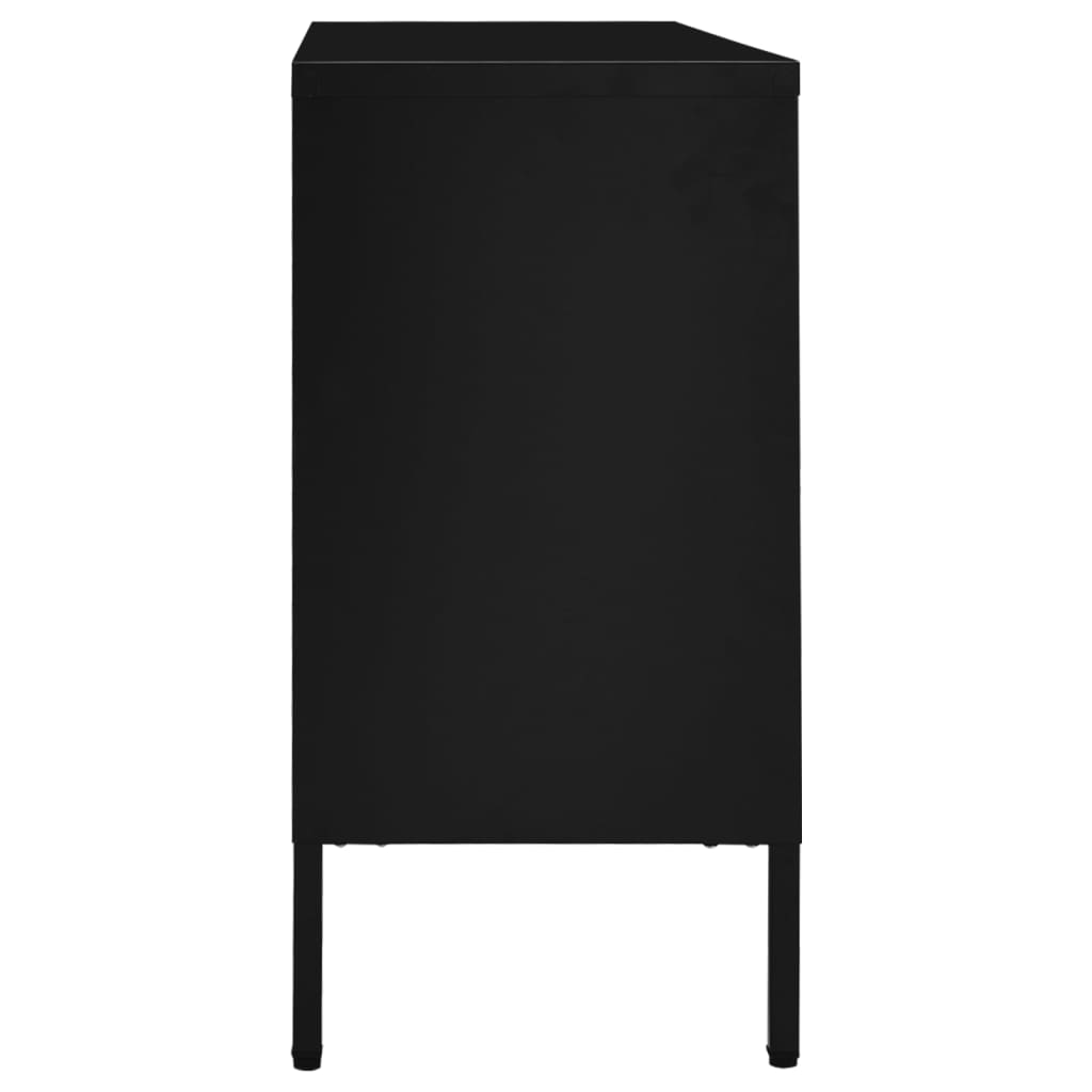 Komoda crna 105 x 35 x 70 cm od čelika i kaljenog stakla