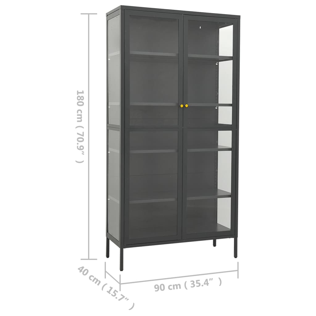 Ormarić za izlaganje antracit 90x40x180 cm čelik/kaljeno staklo
