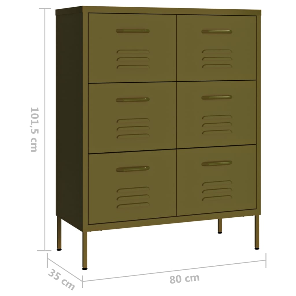 Ladičar maslinasto zeleni 80 x 35 x 101,5 cm čelični