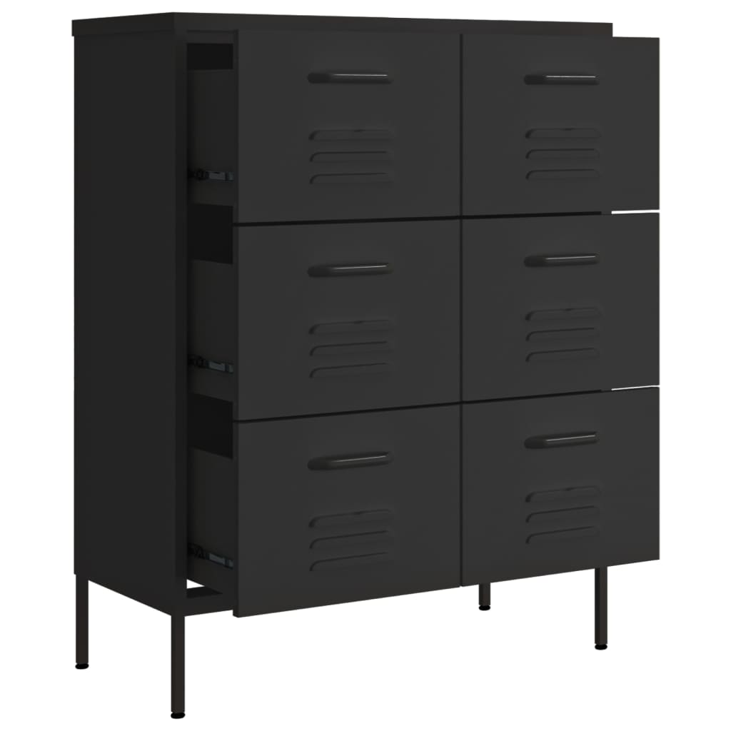 Ladičar crni 80 x 35 x 101,5 cm čelični