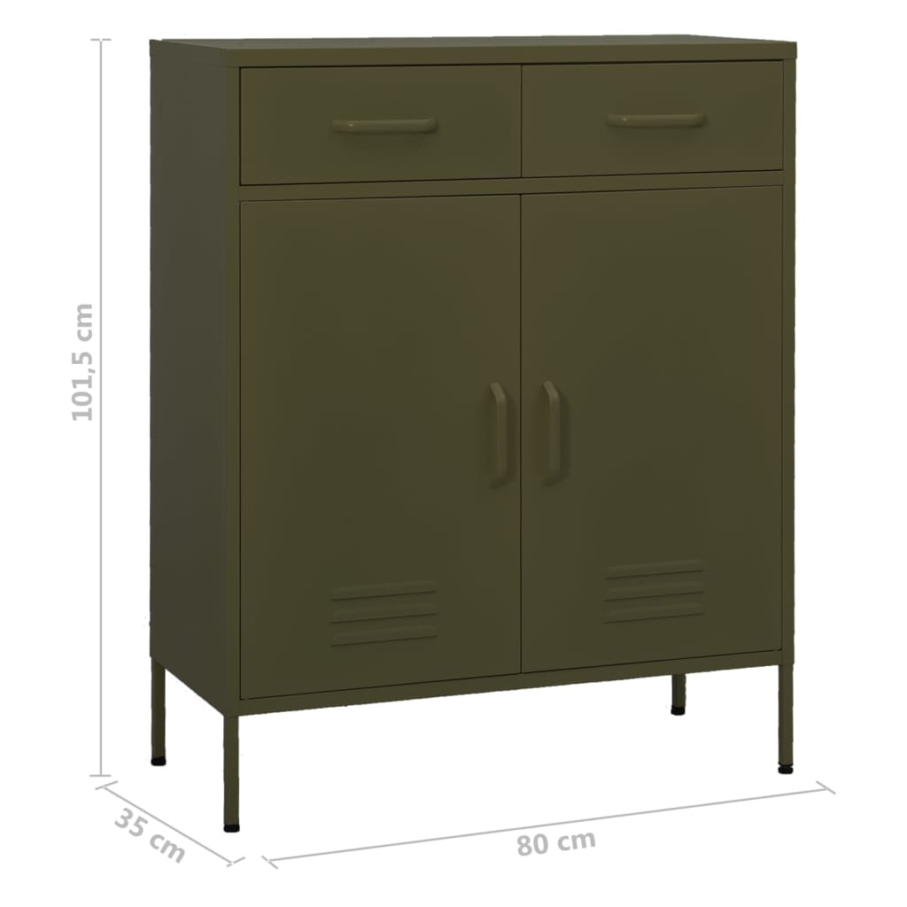 Ormarić za pohranu maslinasto zeleni 80 x 35 x 101,5 cm čelični