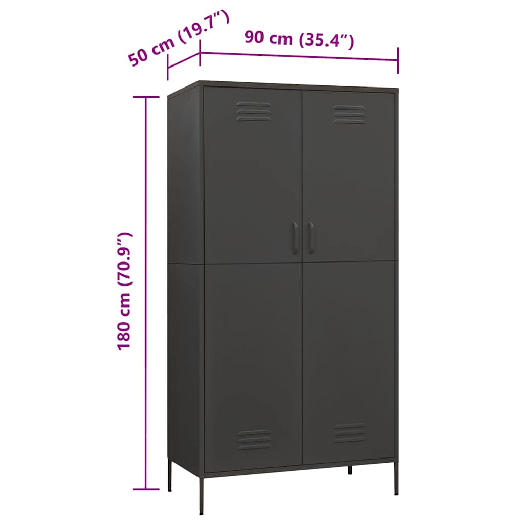 Ormar antracit 90 x 50 x 180 cm čelični