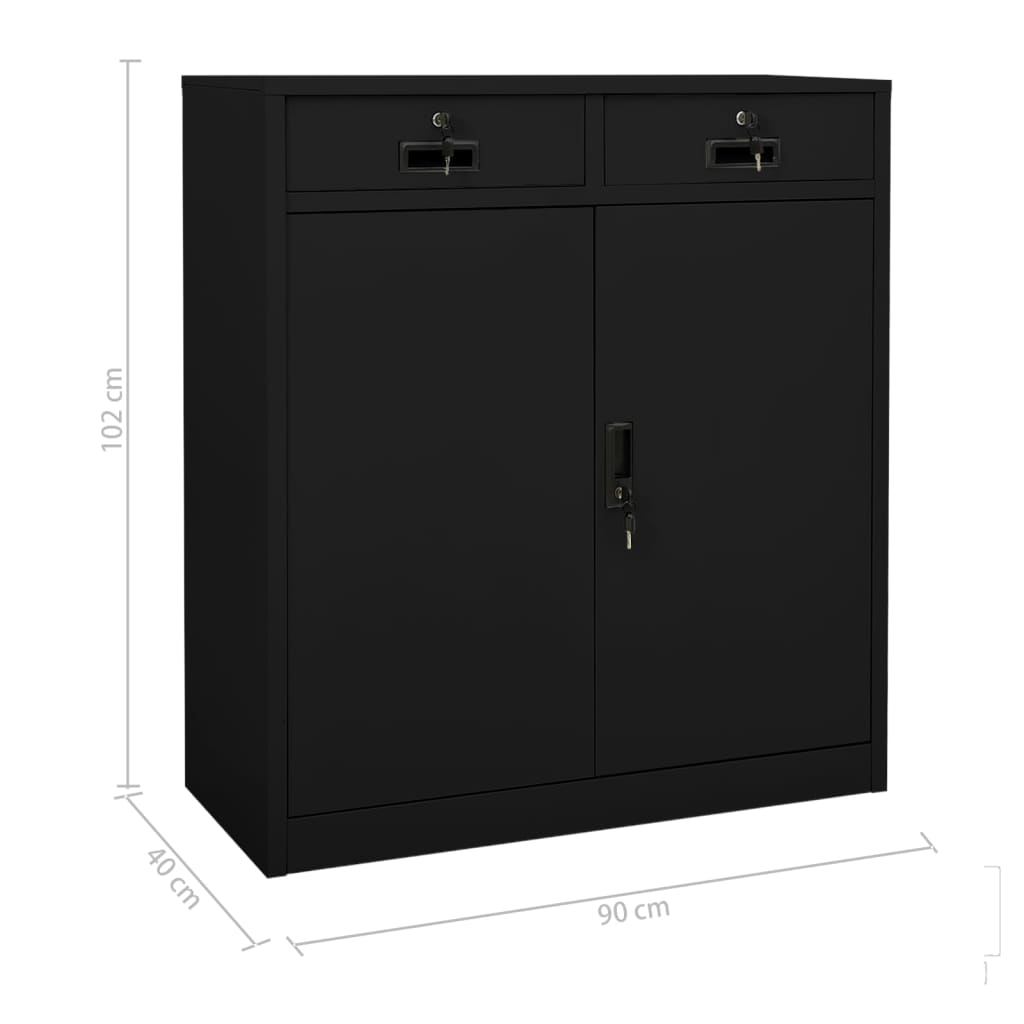 Uredski ormarić crni 90 x 40 x 102 cm čelični